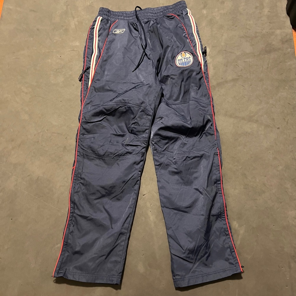 Reebok Edmontonโ Oilers NHL Platinum Shield Navy Blue Track Pants Mens Medium